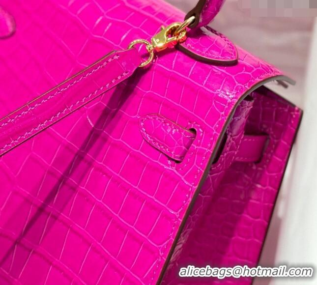 Promotional Hermes Kelly Bag 20cm in Crocodile Embossed Leather H19 Arabian Nights Purple 2023