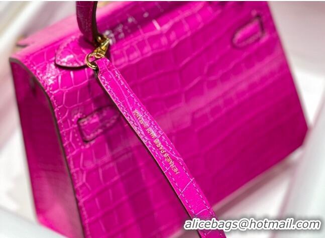 Promotional Hermes Kelly Bag 20cm in Crocodile Embossed Leather H19 Arabian Nights Purple 2023