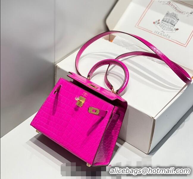 Promotional Hermes Kelly Bag 20cm in Crocodile Embossed Leather H19 Arabian Nights Purple 2023