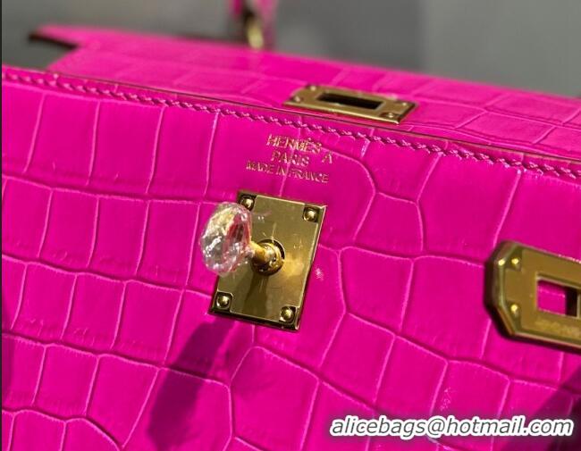 Promotional Hermes Kelly Bag 20cm in Crocodile Embossed Leather H19 Arabian Nights Purple 2023