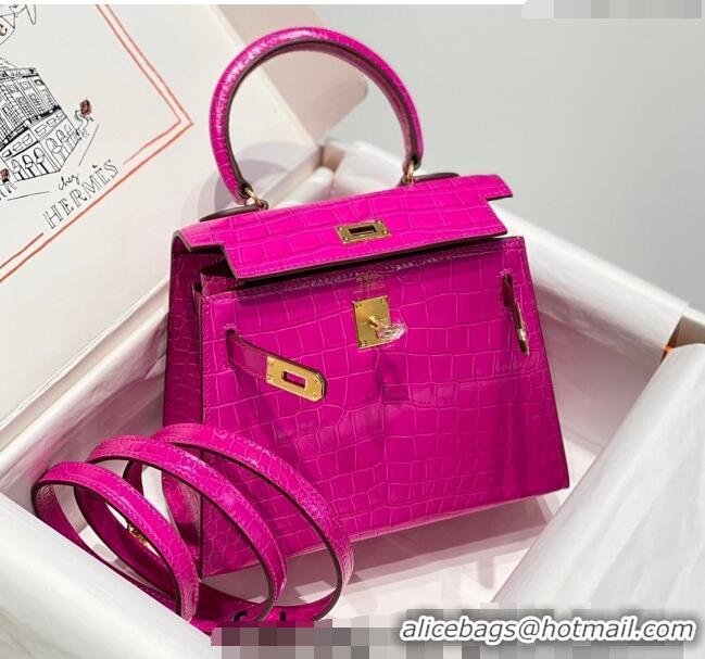 Promotional Hermes Kelly Bag 20cm in Crocodile Embossed Leather H19 Arabian Nights Purple 2023