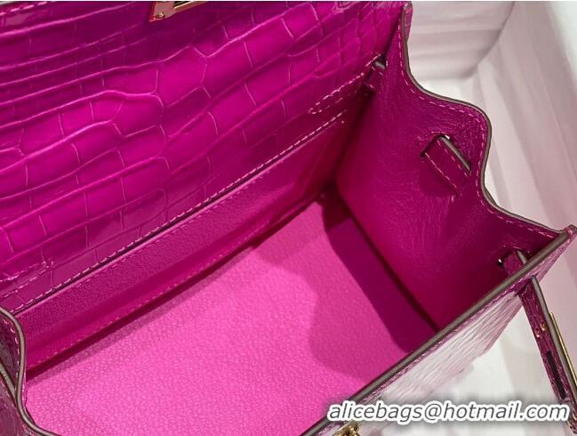 Promotional Hermes Kelly Bag 20cm in Crocodile Embossed Leather H19 Arabian Nights Purple 2023