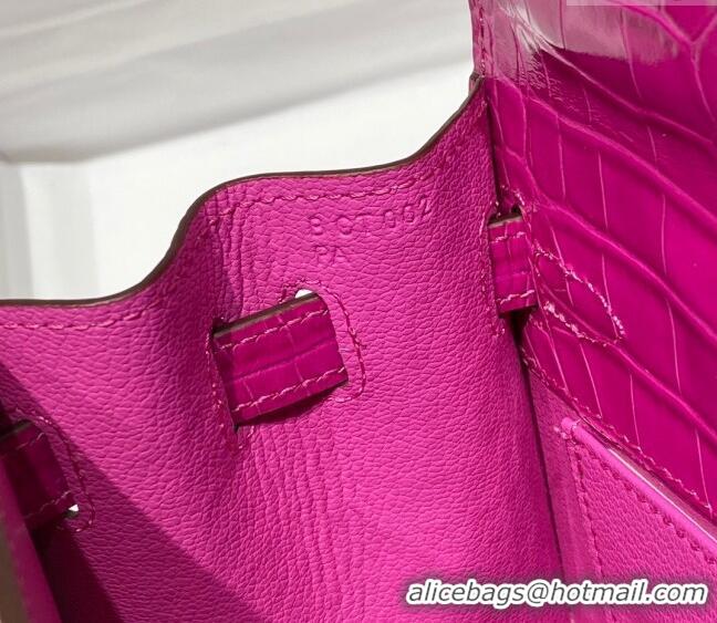 Promotional Hermes Kelly Bag 20cm in Crocodile Embossed Leather H19 Arabian Nights Purple 2023