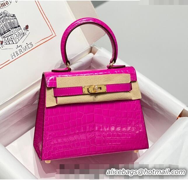 Promotional Hermes Kelly Bag 20cm in Crocodile Embossed Leather H19 Arabian Nights Purple 2023