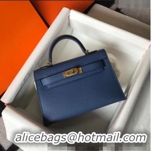 Buy Discount Hermes Mini Kelly II Bag 19cm in Epsom Leather H1021 Agate Blue 2023