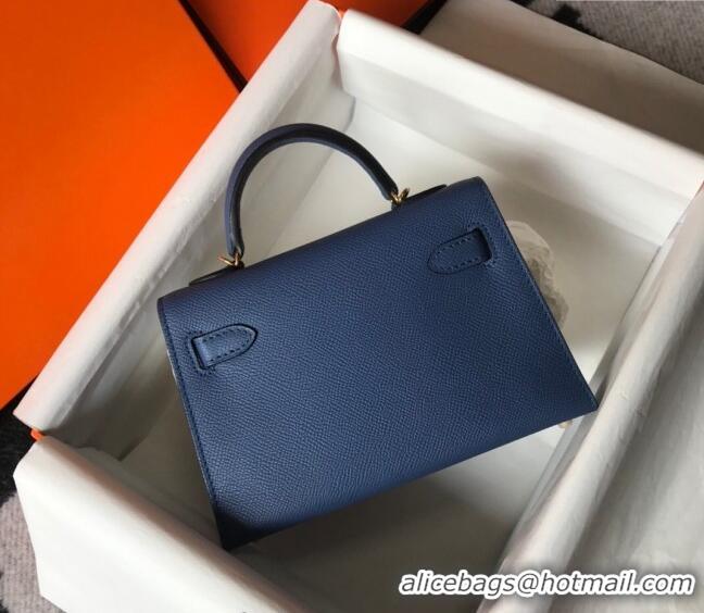 Buy Discount Hermes Mini Kelly II Bag 19cm in Epsom Leather H1021 Agate Blue 2023