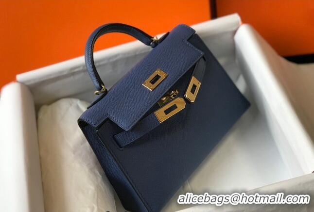 Buy Discount Hermes Mini Kelly II Bag 19cm in Epsom Leather H1021 Agate Blue 2023