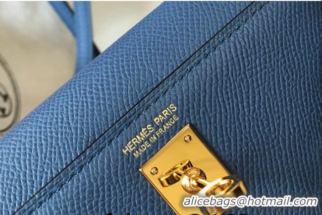 Buy Discount Hermes Mini Kelly II Bag 19cm in Epsom Leather H1021 Agate Blue 2023