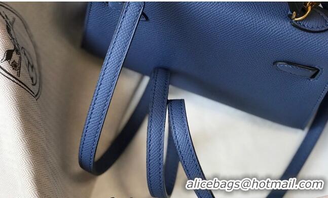 Buy Discount Hermes Mini Kelly II Bag 19cm in Epsom Leather H1021 Agate Blue 2023