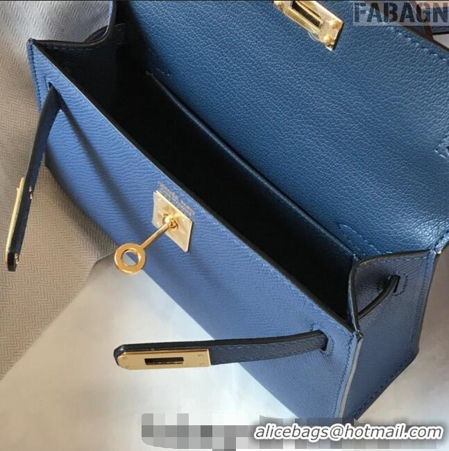 Buy Discount Hermes Mini Kelly II Bag 19cm in Epsom Leather H1021 Agate Blue 2023