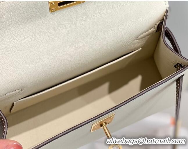 Best Price Hermes Mini Kelly II Bag 19cm in Epsom Leather H19 Cream White/Elephant Grey 2023 (Half Handmade)