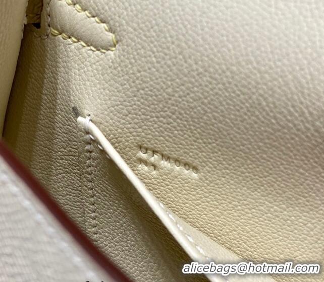 Promotional Hermes Mini Kelly II Bag 19cm in Epsom Leather H19 Cream White/Chick Yellow/Sesame 2023 (Half Handmade)