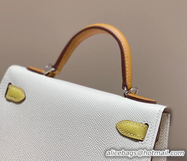 Promotional Hermes Mini Kelly II Bag 19cm in Epsom Leather H19 Cream White/Chick Yellow/Sesame 2023 (Half Handmade)