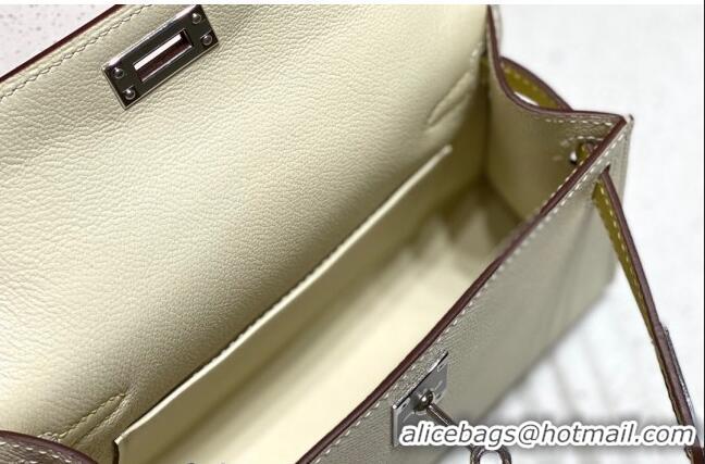 Promotional Hermes Mini Kelly II Bag 19cm in Epsom Leather H19 Cream White/Chick Yellow/Sesame 2023 (Half Handmade)