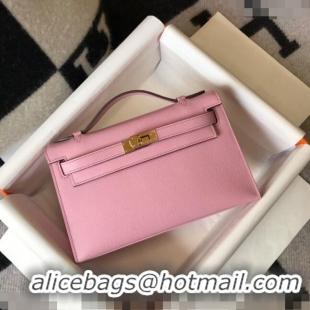 Well Crafted Hermes Mini Kelly Pochette Bag 22cm in Epsom Leather 7117 Mallow Purple 2024 (Half Handmade)