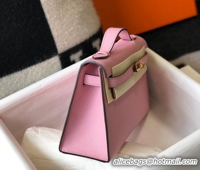 Well Crafted Hermes Mini Kelly Pochette Bag 22cm in Epsom Leather 7117 Mallow Purple 2024 (Half Handmade)