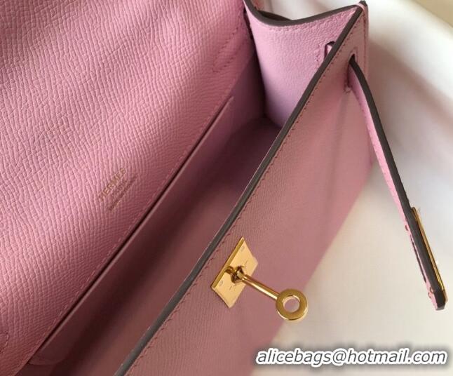 Well Crafted Hermes Mini Kelly Pochette Bag 22cm in Epsom Leather 7117 Mallow Purple 2024 (Half Handmade)