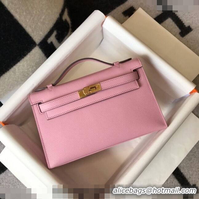 Well Crafted Hermes Mini Kelly Pochette Bag 22cm in Epsom Leather 7117 Mallow Purple 2024 (Half Handmade)