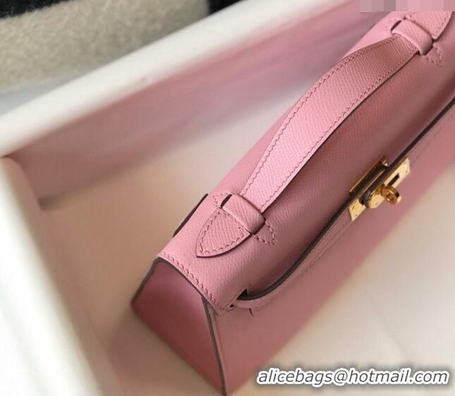 Well Crafted Hermes Mini Kelly Pochette Bag 22cm in Epsom Leather 7117 Mallow Purple 2024 (Half Handmade)