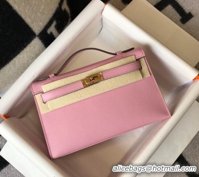 Well Crafted Hermes Mini Kelly Pochette Bag 22cm in Epsom Leather 7117 Mallow Purple 2024 (Half Handmade)