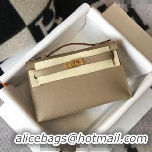 Buy Discount Hermes Mini Kelly Pochette Bag 22cm in Epsom Leather 7117 Dove Grey 2024 (Half Handmade)