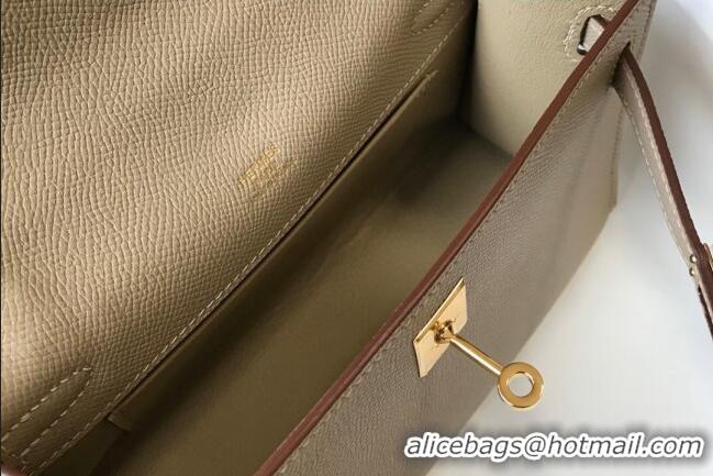 Buy Discount Hermes Mini Kelly Pochette Bag 22cm in Epsom Leather 7117 Dove Grey 2024 (Half Handmade)