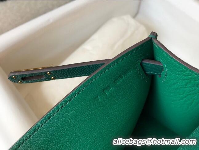 Top Design Hermes Mini Kelly Pochette Bag 22cm in Epsom Leather 7117 Velvet-Green 2024 (Half Handmade)