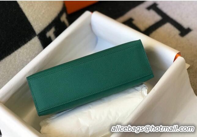 Top Design Hermes Mini Kelly Pochette Bag 22cm in Epsom Leather 7117 Velvet-Green 2024 (Half Handmade)