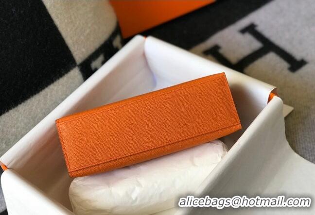 Grade Quality Hermes Mini Kelly Pochette Bag 22cm in Epsom Leather 7117 Orange 2024 (Half Handmade)