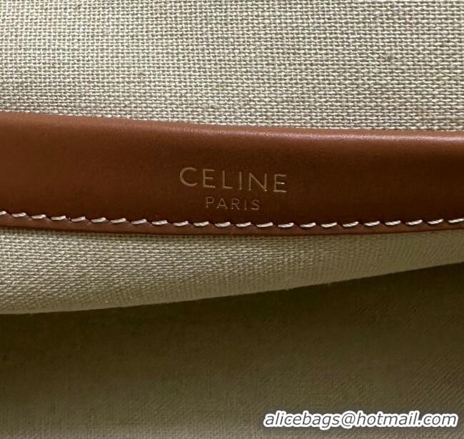 Top Quality Celine Small Cabas Thais in Canvas with with CELINE Allover 199162 White/Brown