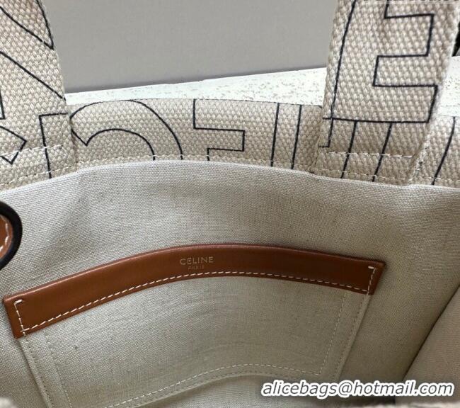 Promotional Celine Small Cabas Thais Tote Bag in Textile with CELINE Allover 199162 White 2024