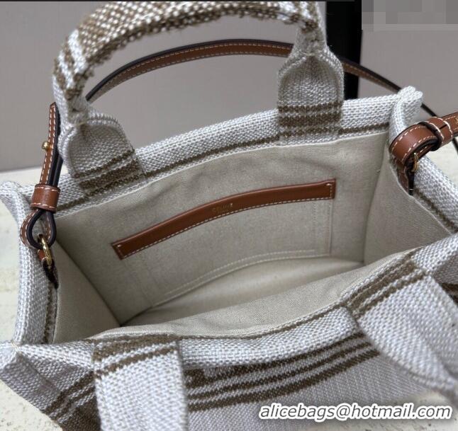 Famous Brand Celine Small Cabas Thais Tote Bag in Textile 199162 Khaki 2024