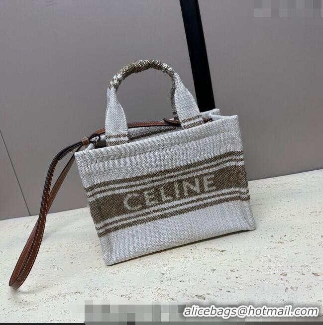 Famous Brand Celine Small Cabas Thais Tote Bag in Textile 199162 Khaki 2024