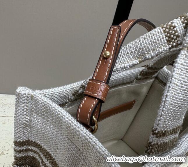 Famous Brand Celine Small Cabas Thais Tote Bag in Textile 199162 Khaki 2024