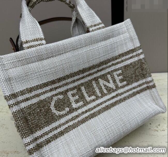 Famous Brand Celine Small Cabas Thais Tote Bag in Textile 199162 Khaki 2024