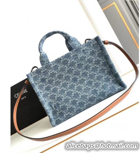 Best Design Celine Small Cabas Thais Tote Bag in 199162 Denim Blue 2024