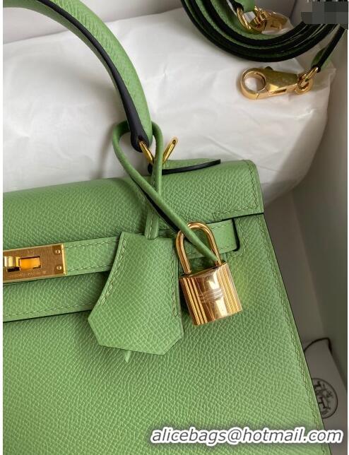 Shop Grade Hermes Kelly 25/28cm Bag in Original Epsom Leather K2528 Avocado Green/Gold 2024 ((Half Handmade)