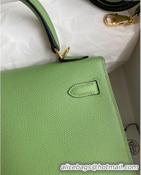 Shop Grade Hermes Kelly 25/28cm Bag in Original Epsom Leather K2528 Avocado Green/Gold 2024 ((Half Handmade)