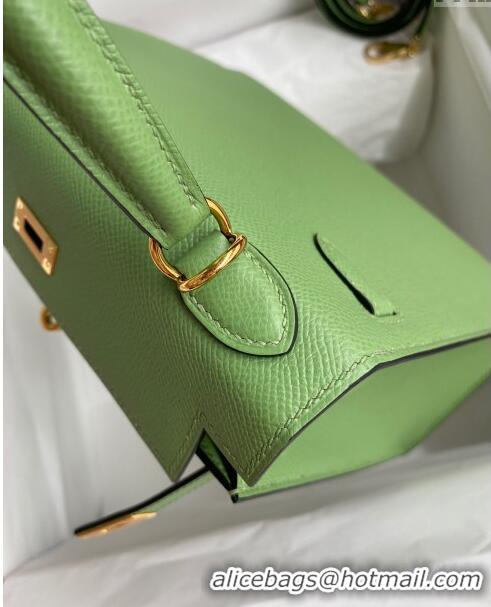 Shop Grade Hermes Kelly 25/28cm Bag in Original Epsom Leather K2528 Avocado Green/Gold 2024 ((Half Handmade)