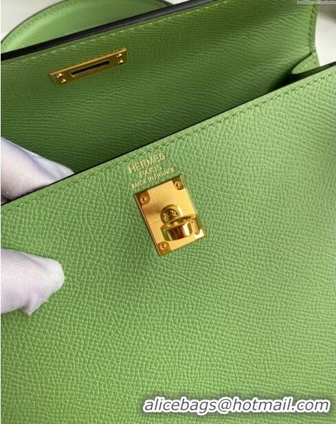 Shop Grade Hermes Kelly 25/28cm Bag in Original Epsom Leather K2528 Avocado Green/Gold 2024 ((Half Handmade)