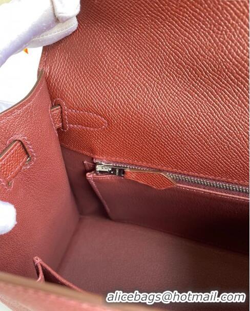 Best Price Hermes Kelly 25/28cm Bag in Original Epsom Leather K2528 Burgundy/Silver 2024 ((Half Handmade)