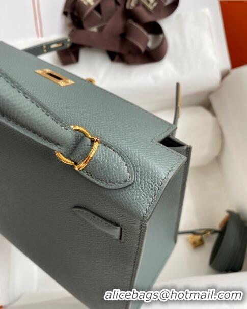 Most Popular Hermes Kelly 25/28cm Bag in Original Epsom Leather K2528 Almond Green/Gold 2024 ((Half Handmade)