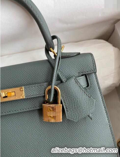 Most Popular Hermes Kelly 25/28cm Bag in Original Epsom Leather K2528 Almond Green/Gold 2024 ((Half Handmade)