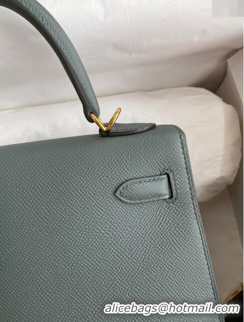 Most Popular Hermes Kelly 25/28cm Bag in Original Epsom Leather K2528 Almond Green/Gold 2024 ((Half Handmade)