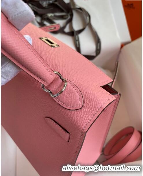 Discount Hermes Kelly 25/28cm Bag in Original Epsom Leather K2528 1Q Milk Shake Pink/Silver P2024 ((Half Handmade)