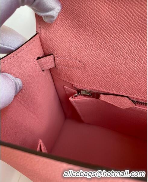 Discount Hermes Kelly 25/28cm Bag in Original Epsom Leather K2528 1Q Milk Shake Pink/Silver P2024 ((Half Handmade)