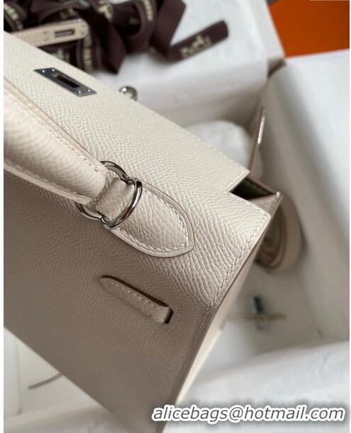 Trendy Design Hermes Kelly 25/28cm Bag in Original Epsom Leather K2528 Milk Shake White/Silver 2024 ((Half Handmade)