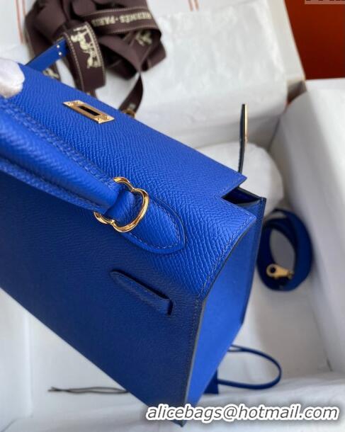 Luxurious Hermes Kelly 25/28cm Bag in Original Epsom Leather K2528 Blue/Gold 2024 ((Half Handmade)