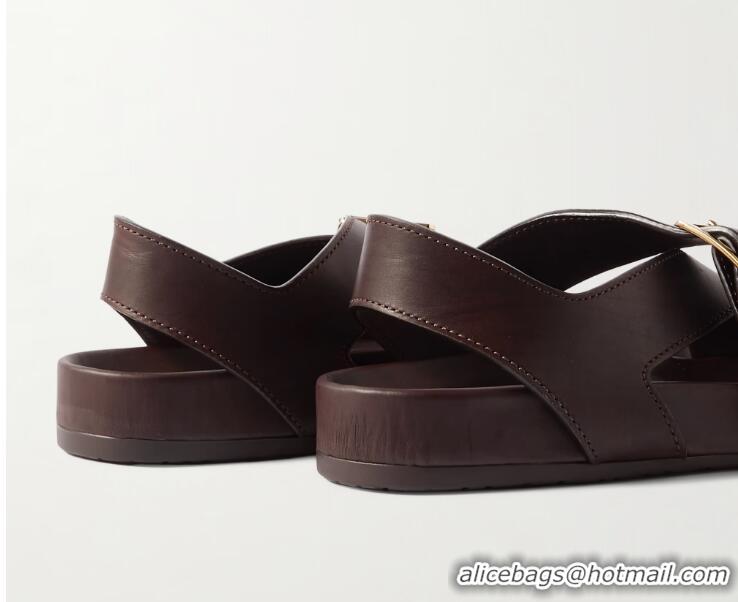 ​Top Design Loewe Paula's Lbiza Leather Sandals LE8741 Dark Brown