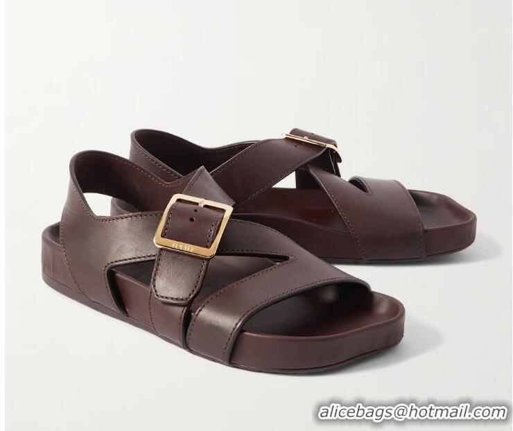 ​Top Design Loewe Paula's Lbiza Leather Sandals LE8741 Dark Brown